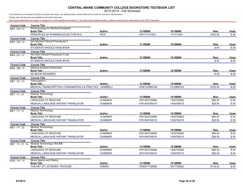 Book List - Central Maine Community College