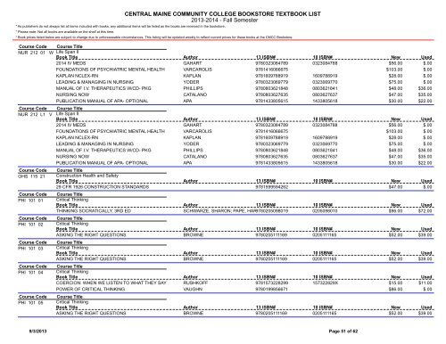 Book List - Central Maine Community College