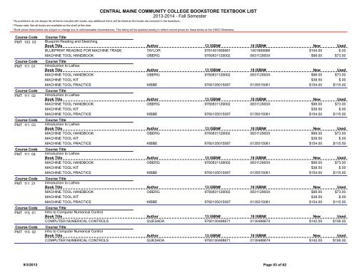 Book List - Central Maine Community College