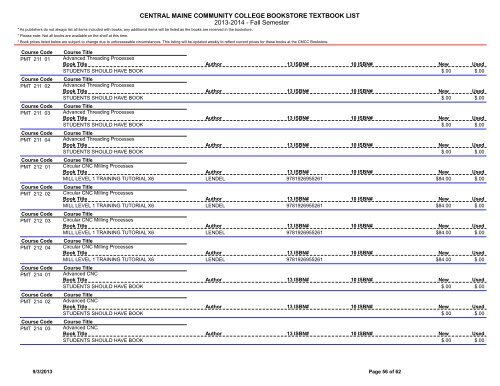 Book List - Central Maine Community College