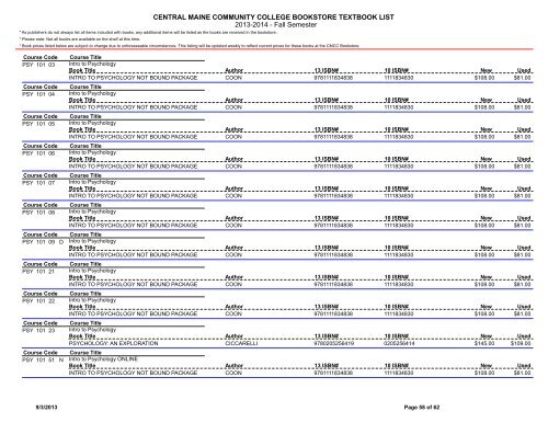 Book List - Central Maine Community College