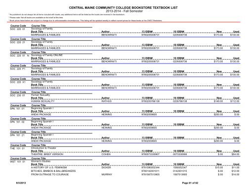 Book List - Central Maine Community College
