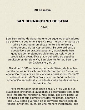 San Bernardino de Siena - Vidas ejemplares