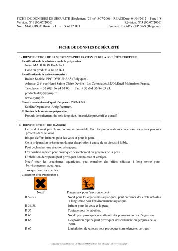 Fiche de sécurité - SigmaTech