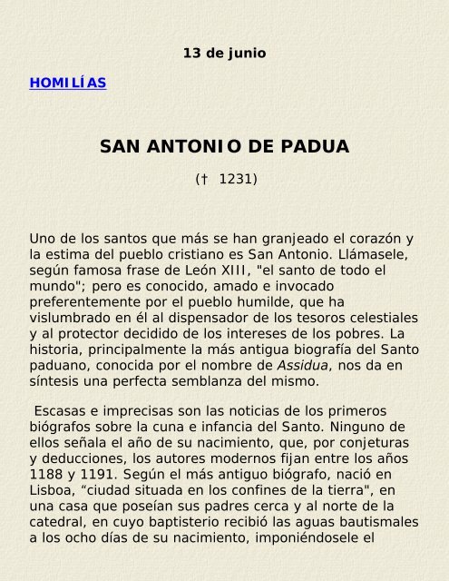 SAN ANTONIO DE PADUA - Vidas ejemplares