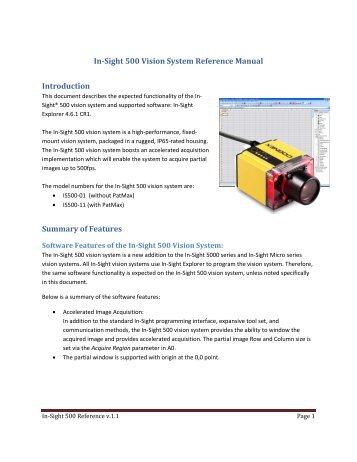 In-Sight® 500 Vision System - Automation Systems and Controls
