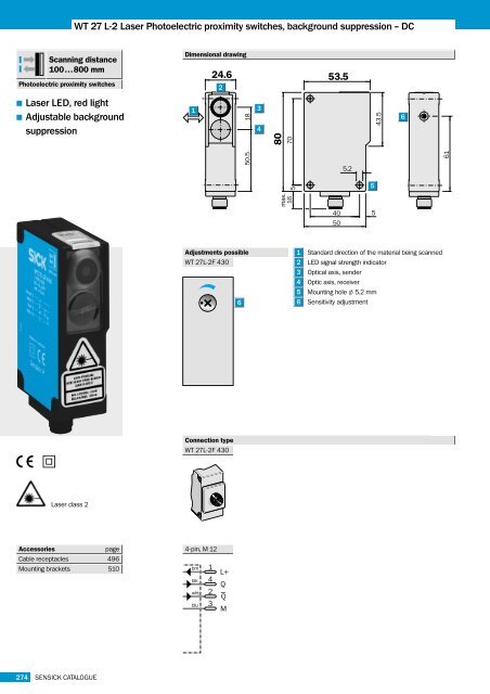 WT 27 L-2 Laser Photoelectric proximity switches, background ...