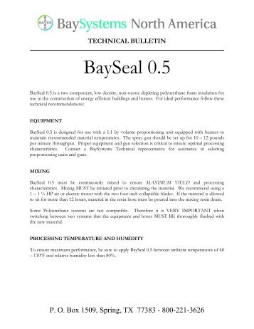 BaySeal Technical Data Sheet - Chemical Design Corporation