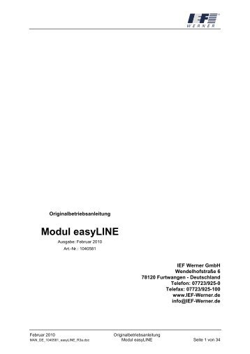 Originalbetriebsanleitung Modul easyLINE ... - IEF Werner GmbH