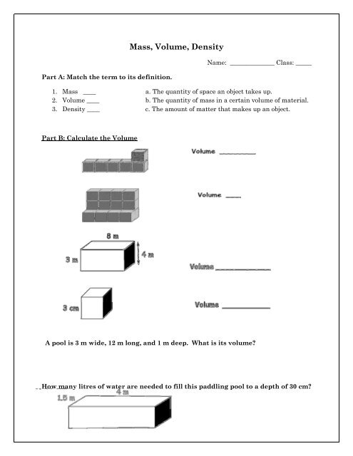 Mass Volume Density