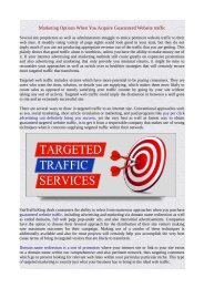 Marketing Options When You Acquire Guaranteed Website traffic