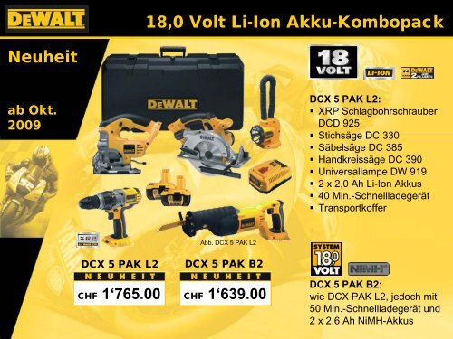 Neuheit / Aktion 18,0 Volt Li-Ion Akku-Kombopack ... - JPK Machines