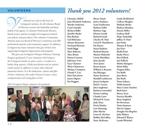 2012 Annual Report - Livingston Memorial Visiting Nurses Association
