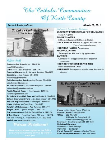 March 20, 2011 - Keith County Catholic Community