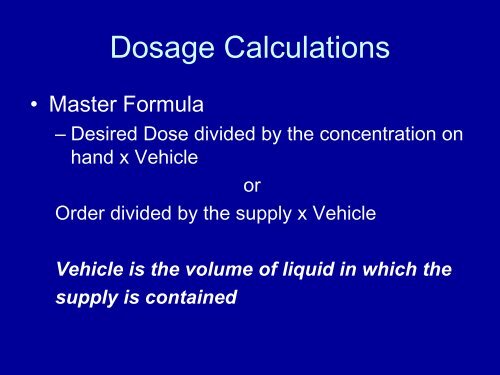 Dosage Calculations for EMS Providers