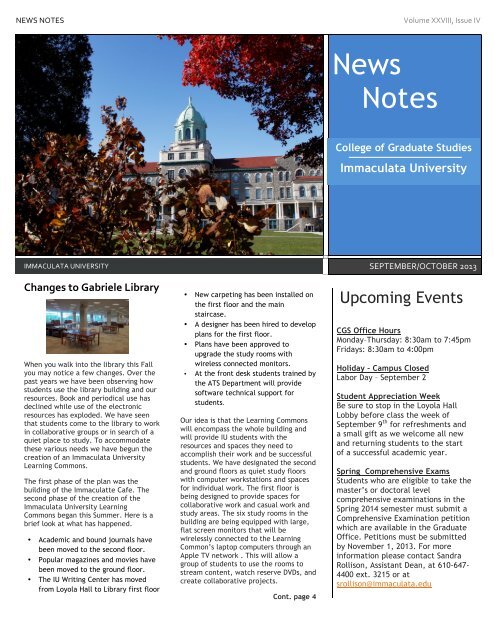 News Notes - Immaculata University