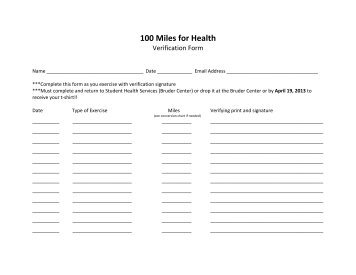 100 Miles for Health verification form