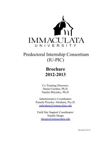 Predoctoral Internship Consortium (IU-PIC) - Immaculata University
