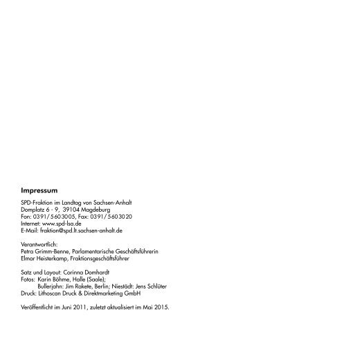 Die SPD-Fraktion im Landtag von Sachsen-Anhalt, 6. Legislaturperiode 2011-2016