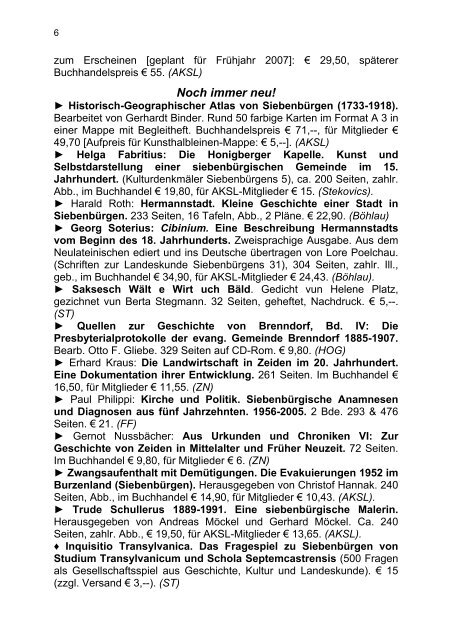 Mitteilungen aus dem Siebenbürgen-Institut