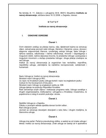 Statut IRO-a (PDF) - Institut za razvoj obrazovanja