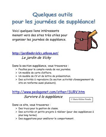 Le jardin de Vicky Survivre Ã  la supplÃ©ance - Syndicat de Champlain