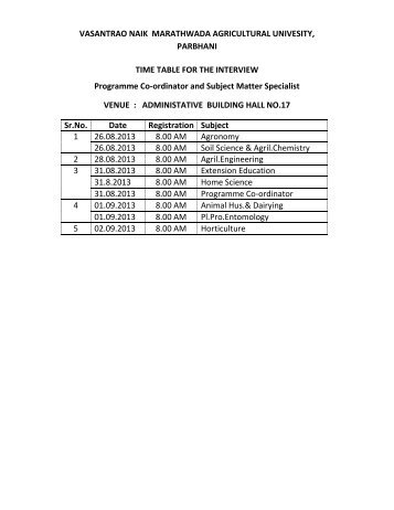 VASANTRAO NAIK MARATHWADA AGRICULTURAL UNIVESITY ...