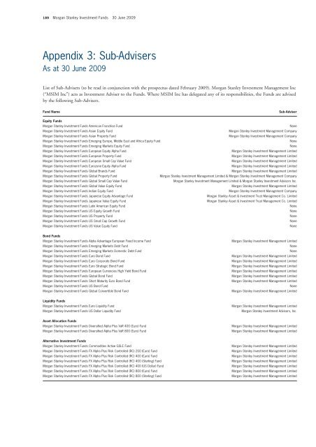 Morgan Stanley Investment Funds - stockselection