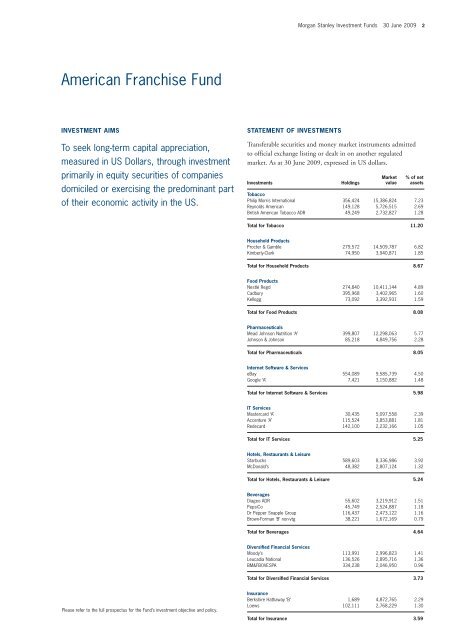 Morgan Stanley Investment Funds - stockselection