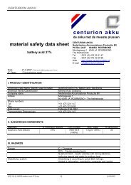 material safety data sheet - Centurion Akku
