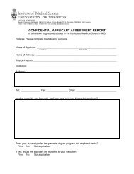 confidential applicant assessment report - Institute of Medical Science