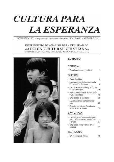 CULTURA PARA LA ESPERANZA - Acción Cultural Cristiana