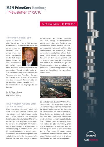 MAN PrimeServ Hamburg âº Newsletter 01/2010 - MAN Diesel & Turbo