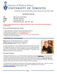 IMS Scientific Day Memo - Institute of Medical Science - University of ...