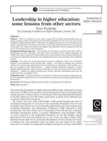 Higher Education Leadership