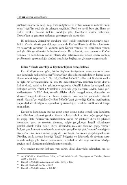 İçindekiler - İlahiyat Fakültesi - Marmara Üniversitesi