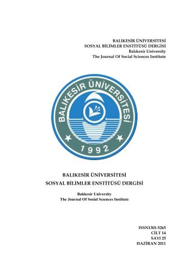 balıkesir üniversitesi sosyal bilimler enstitüsü dergisi