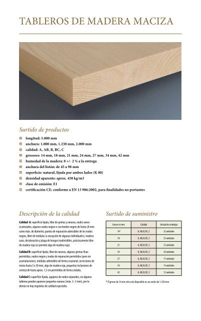 Tableros de madera maczia y natural PDF, 700 KB - Pfeifer