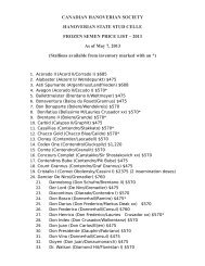 Celle 2013 Frozen Semen Price List - Canadian Hanoverian Society