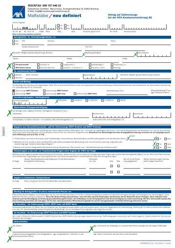 Zahnzusatzversicherung AXA Zahnvorsorge DENT Premium ...
