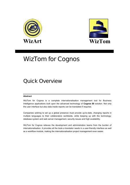 WizTom for the Web - cognos user group