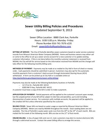 Sewer Utility Billing Policies and Procedures ... - City of Parkville