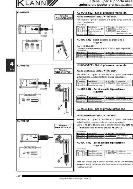 Utensili per supporto asse anteriore e posteriore (file PDF ... - Sicutool