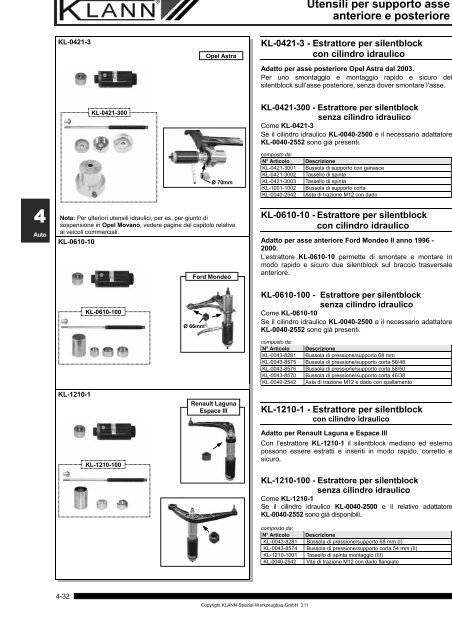 Utensili per supporto asse anteriore e posteriore (file PDF ... - Sicutool