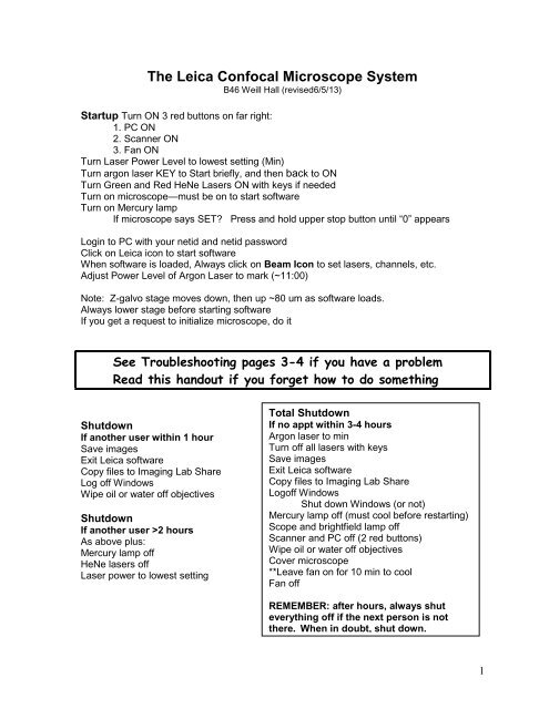 Leica SP2 Confocal Microscope User Guide