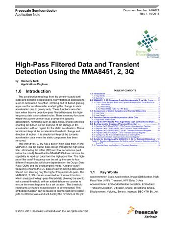 AN4071, High-Pass Filtered Data and Transient ... - Freescale