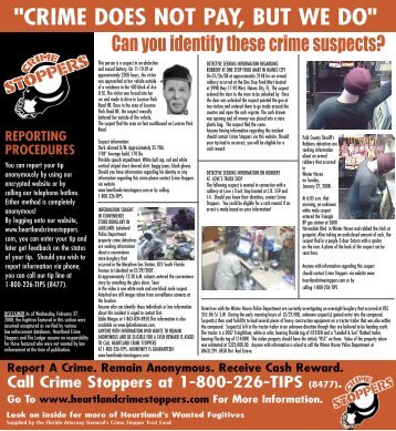 Can You Identify These Crime Suspects? - Heartland Crime Stoppers