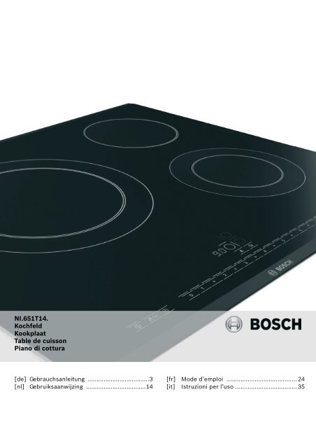 NI.651T14. Kochfeld Kookplaat Table de cuisson Piano di cottura