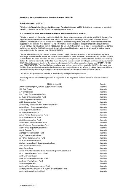 Qualifying Recognised Overseas Pension Schemes (QROPS)