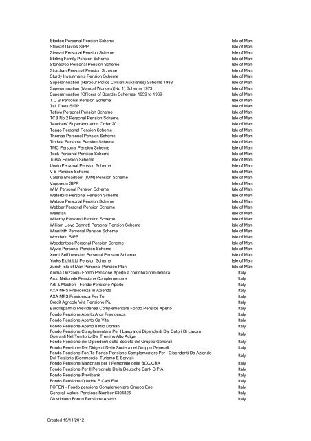 Qualifying Recognised Overseas Pension  Schemes (QROPS) List